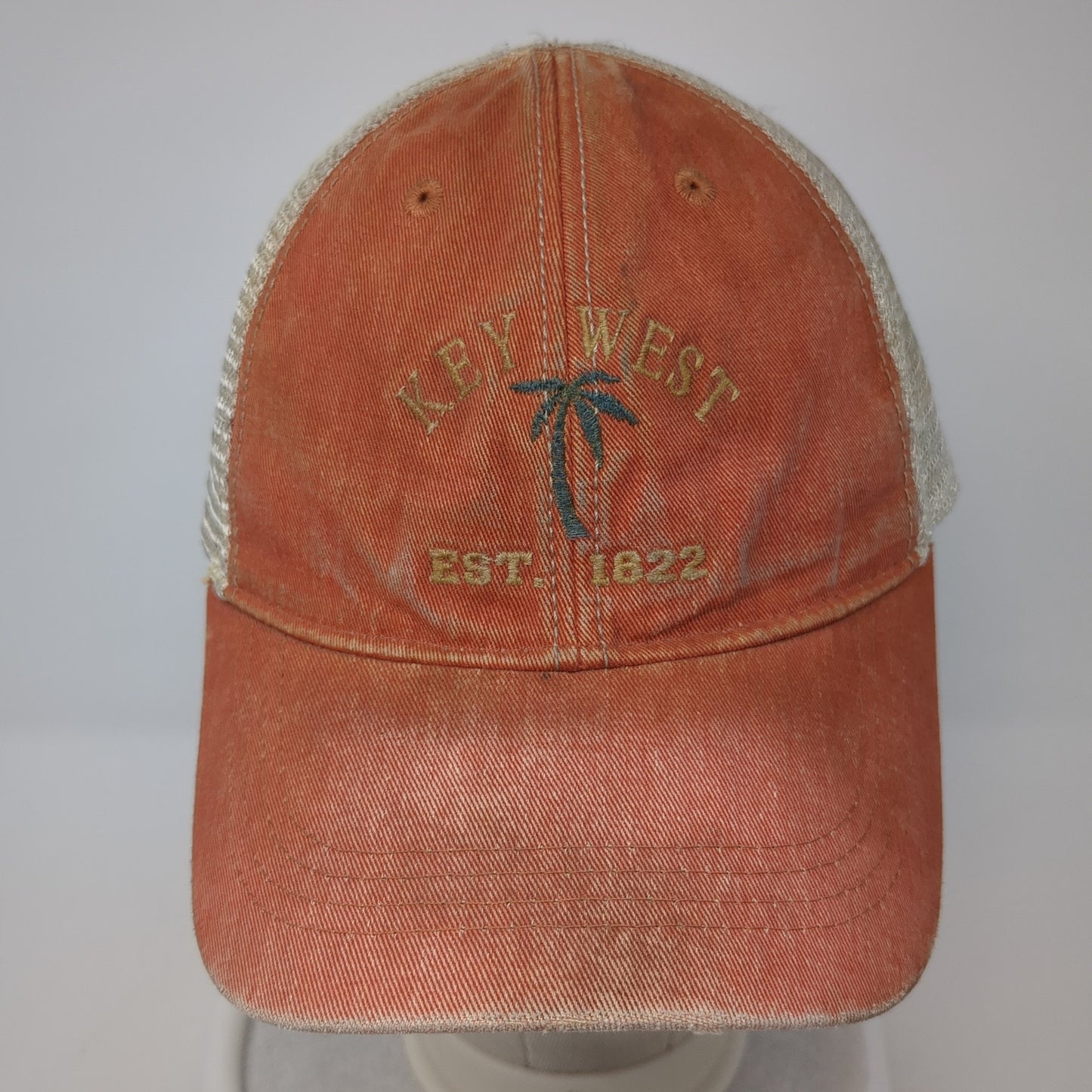 Key West Est. 1822 Trucker Hat Orange One Size Adjustable Mesh Back Headmost