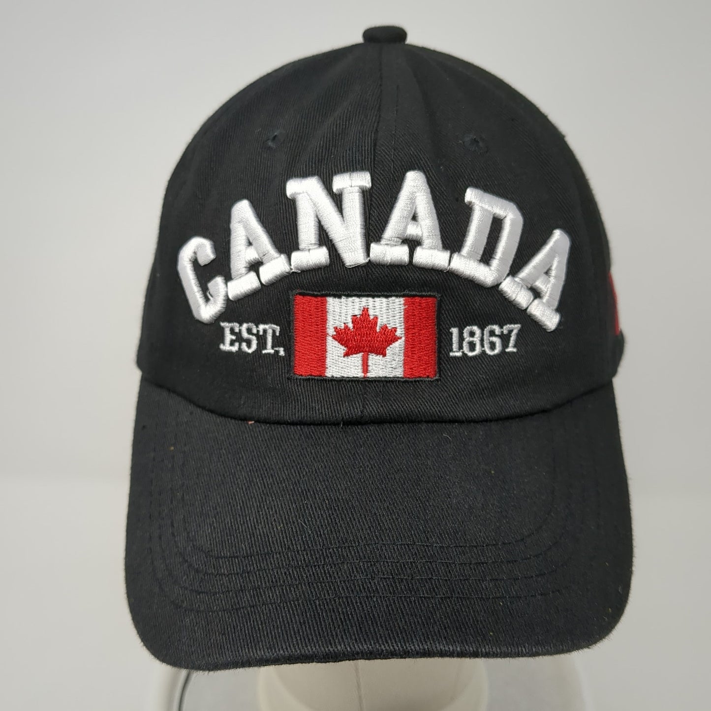 Canada Est. 1867 Slideback Baseball Cap Black One Size Adjustable Embroidered