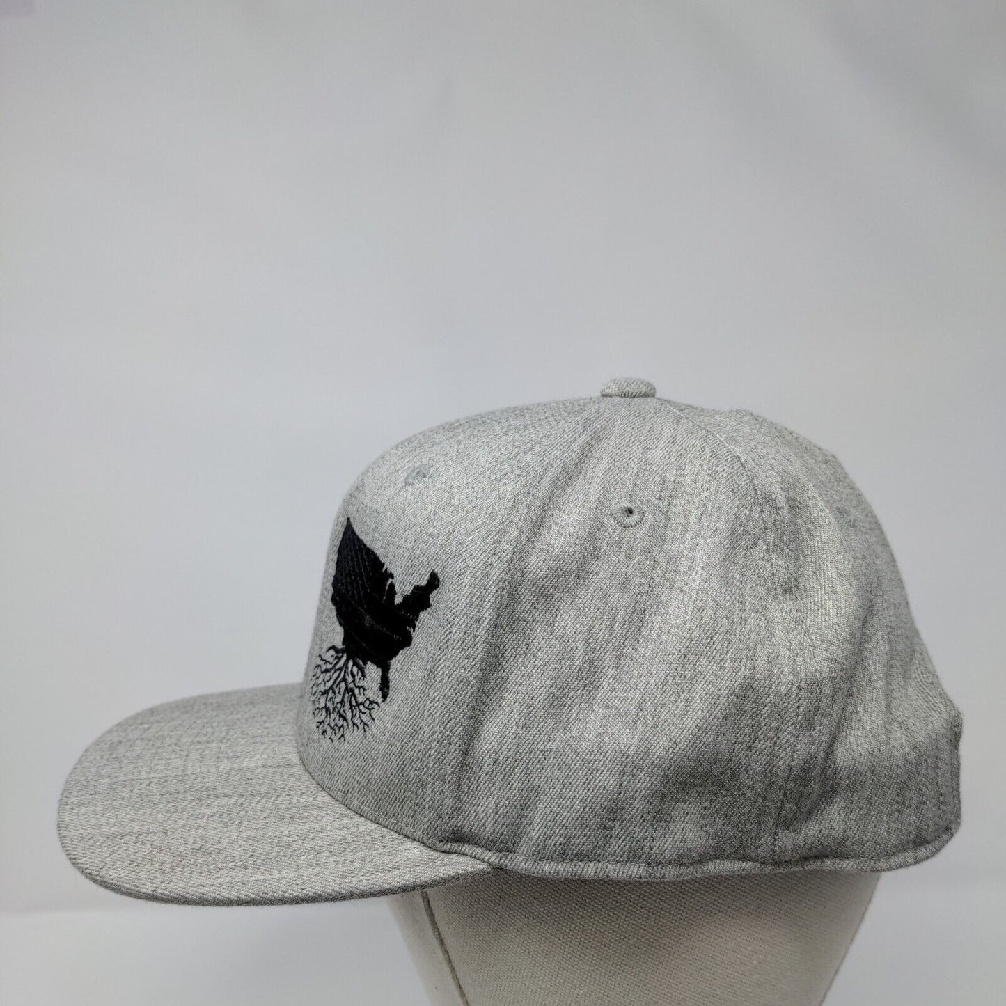Roots Snapback Hat Gray One Size Adjustable Embroidered 110 Flexfit Tech Yupoong
