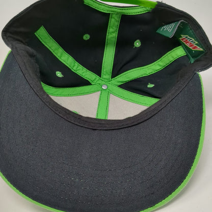 Mountain Dew Hat Snapback White Green Black One Size Embroidered Logo Cotton