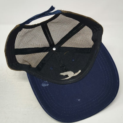 Trout Unlimited Baseball Cap Blue Brown OSFM Mesh Back Curved Brim Fishing Hat