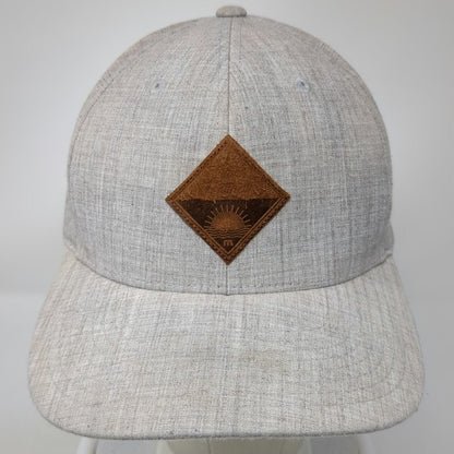 TravisMathew Baseball Cap Beige XL Flexfit Leather Patch Sun Graphic Curved Hat
