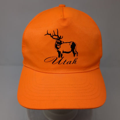 Utah Strapback Hat Orange OSFA Adjustable Graphic Print Vented Holes Polyester