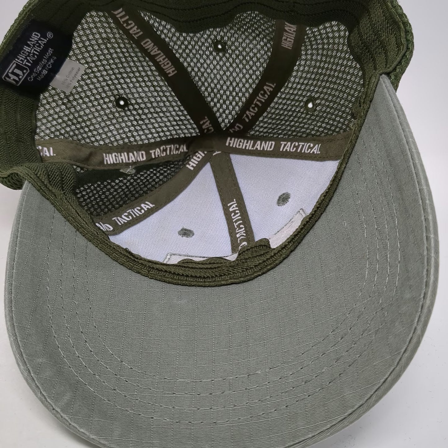 Highland Tactical Baseball Cap Green One Size Mesh Back American Flag Hat