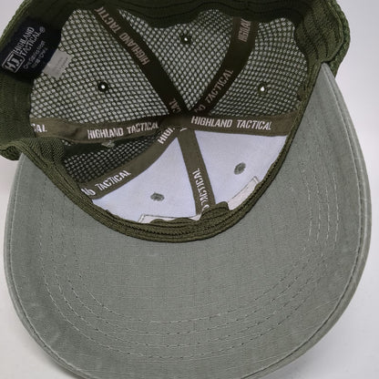 Highland Tactical Baseball Cap Green One Size Mesh Back American Flag Hat