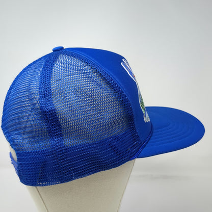 Blue Trucker Hat Alaska Bush Plane Scenic Mesh Snapback Foam Rope Logo Vintage
