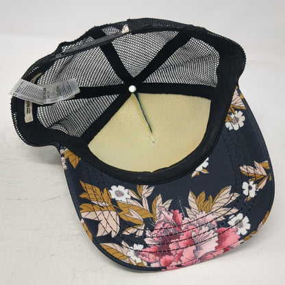 Billabong Trucker Hat Black Pink White Floral Mesh One Size Snapback Surf Hat