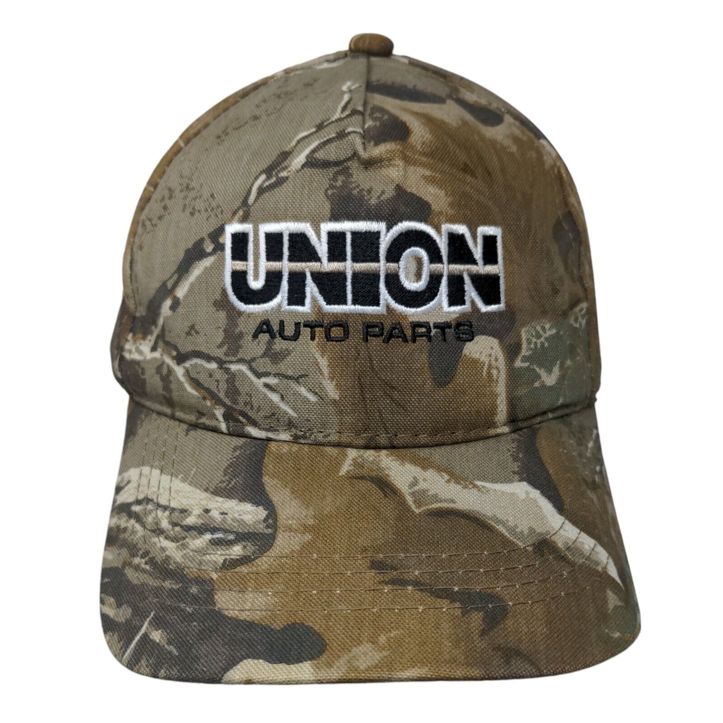 Union Auto Parts Strapback Hat Camouflage OSFM Embroidered 6 Panel Outdoor Cap