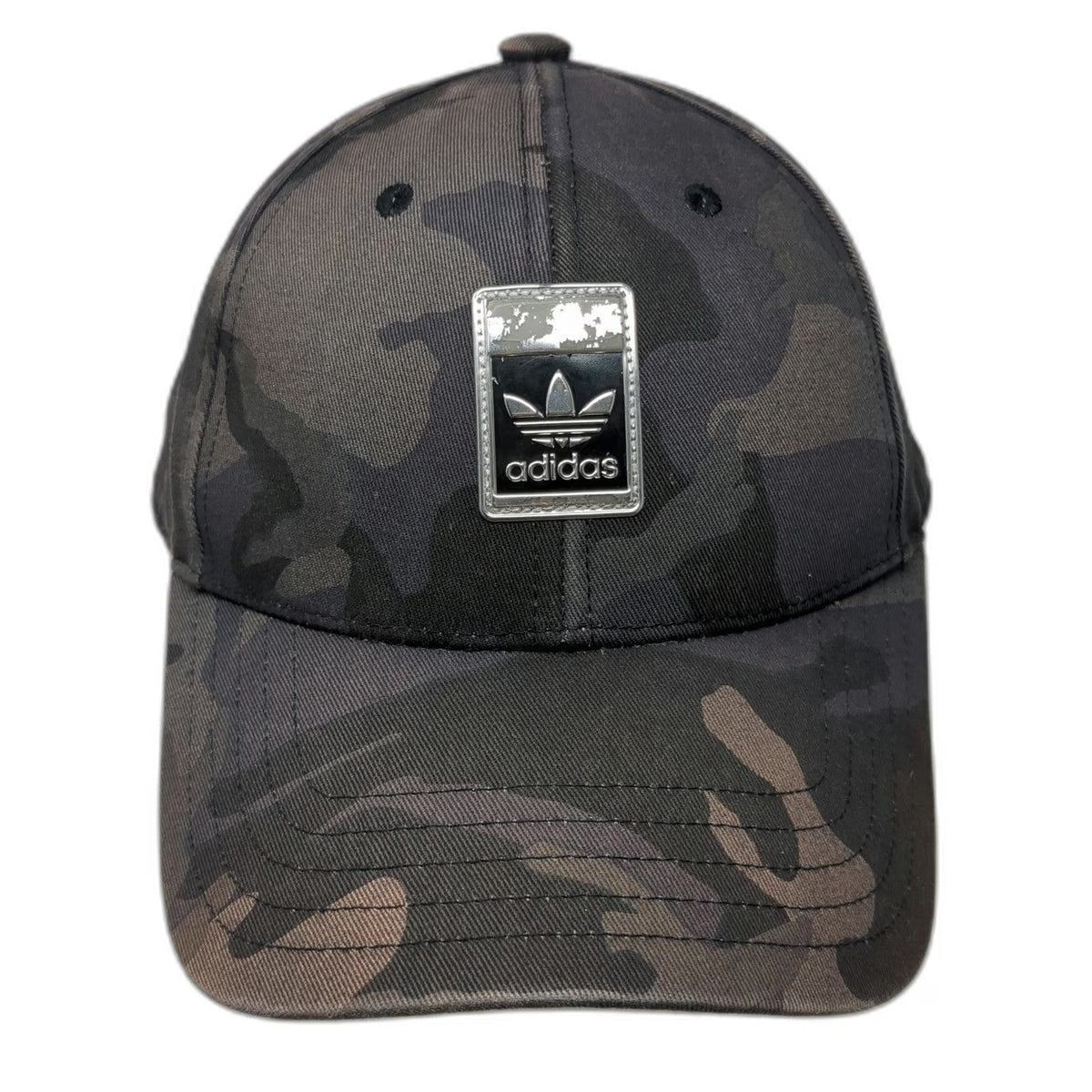 Adidas Baseball Cap Black Camo One Size Trefoil Logo Adjustable Plaque Hat