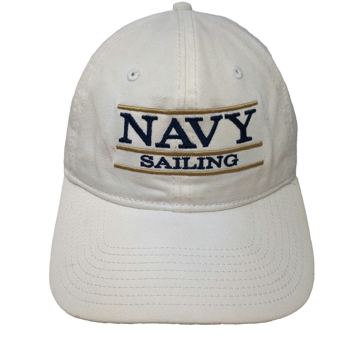The Game Navy Sailing White One Size Slideback Cotton Logo Baseball Cap Hat