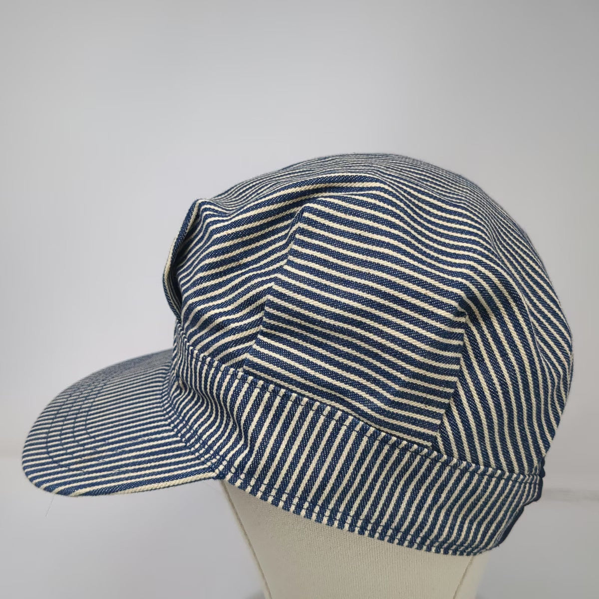 OshKosh B'gosh Snapback Blue White Hickory Stripe USA Hat Vintage Conductor