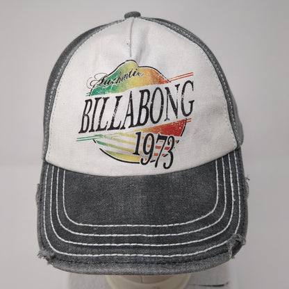 Authentic Billabong 1973 Snapback Hat Gray One Size Adjustable Distressed Cotton