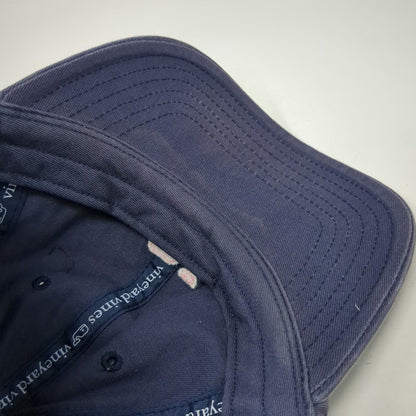 Vineyard Vines Baseball Cap Blue One Size Leather Strapback Hat Whale Logo