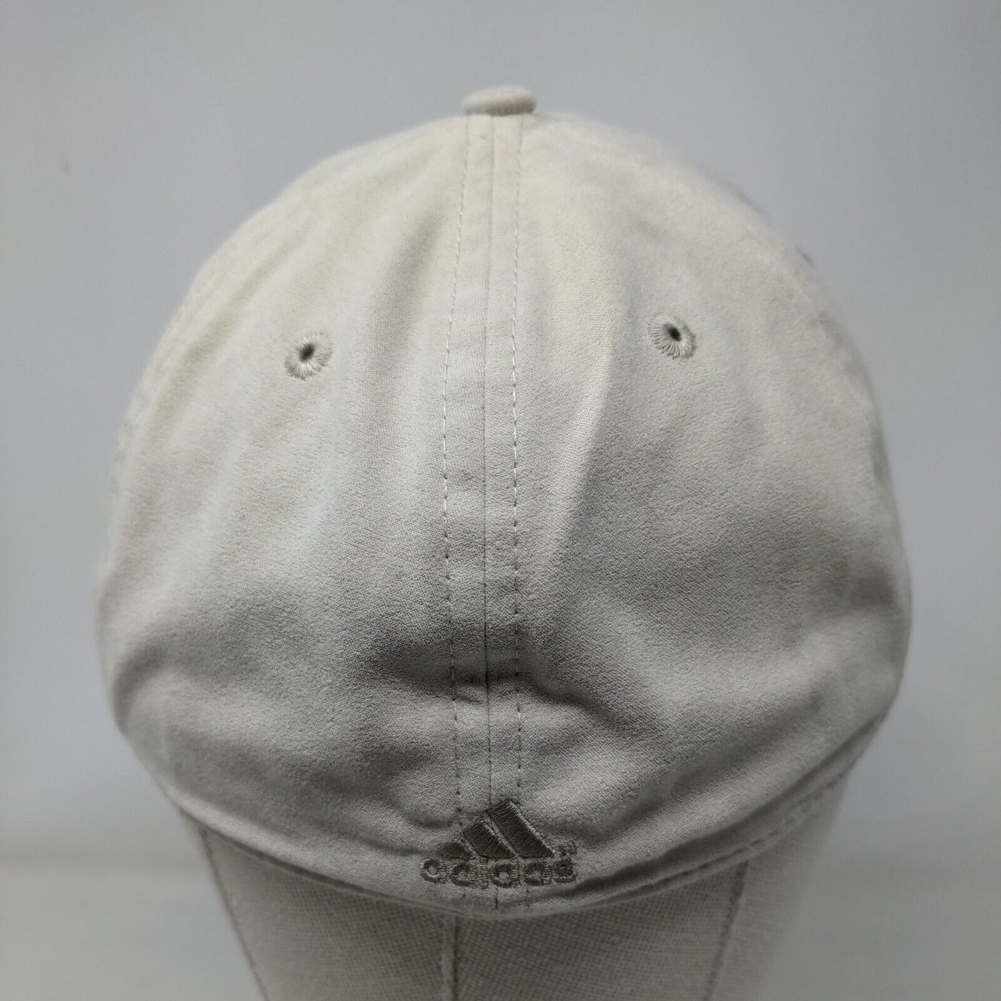 Adidas Fitted Hat Tan Large Embroidered Vented Holes 6 Panel Polyester