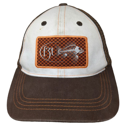 Costa Baseball Cap Brown One Size Fish Skeleton Patch Mesh Back Strapback Hat