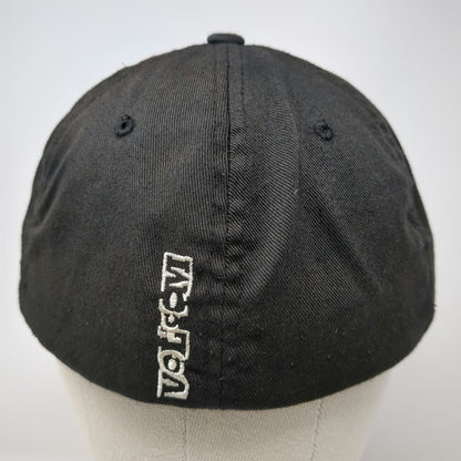 Volcom Baseball Cap Black XL Fitted Flexfit Embroidered Stone Graphic Logo Hat