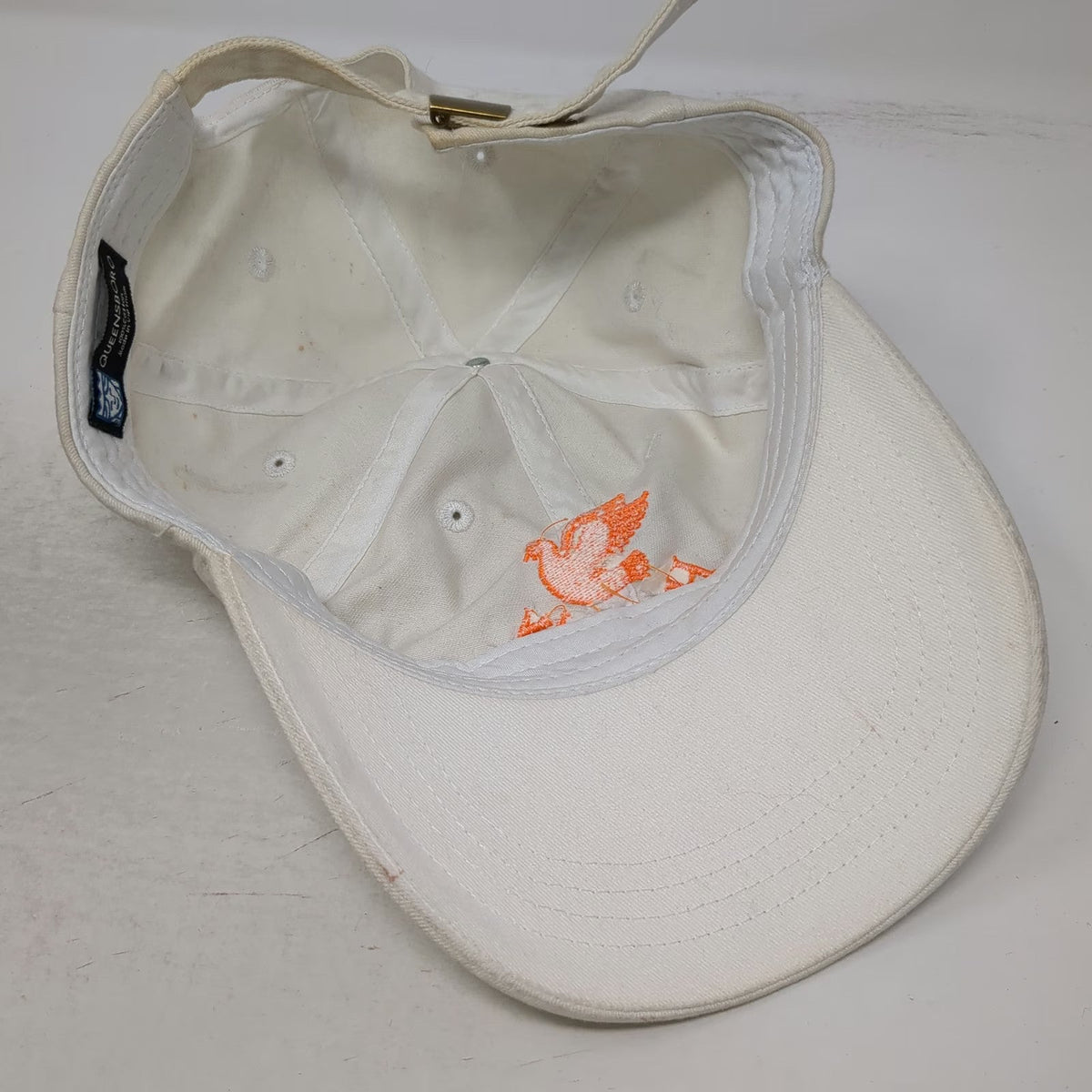 Queensboro Havenly Bird Embroidered Baseball Cap White One Size Slideback Hat
