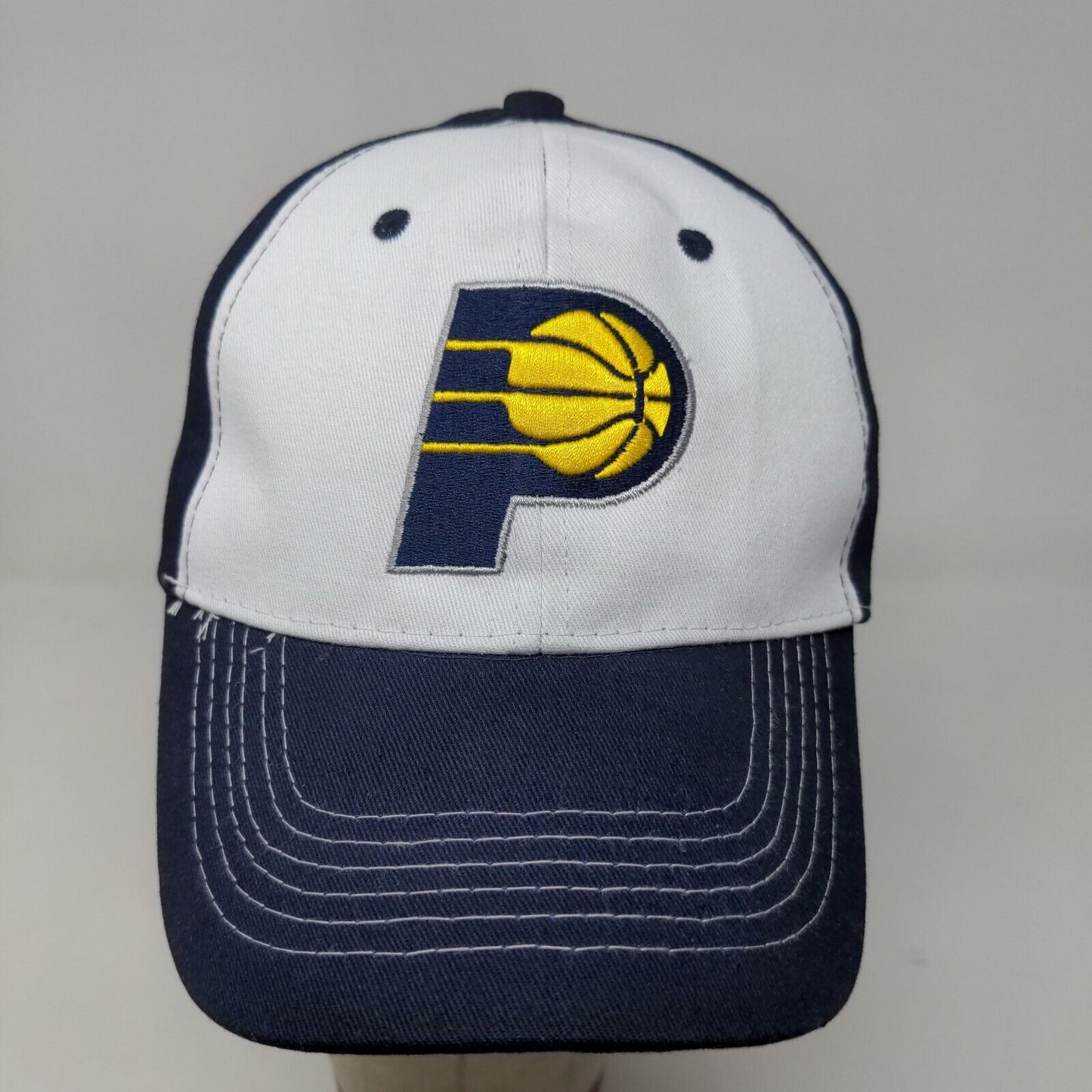 Main Gate Men's Strapback Hat Blue White Embroidered Indiana Pacers Logo Cotton