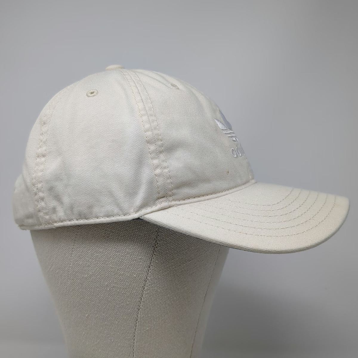 Adidas Baseball Cap Beige One Size Trefoil Logo Slideback Gray Undervisor Hat