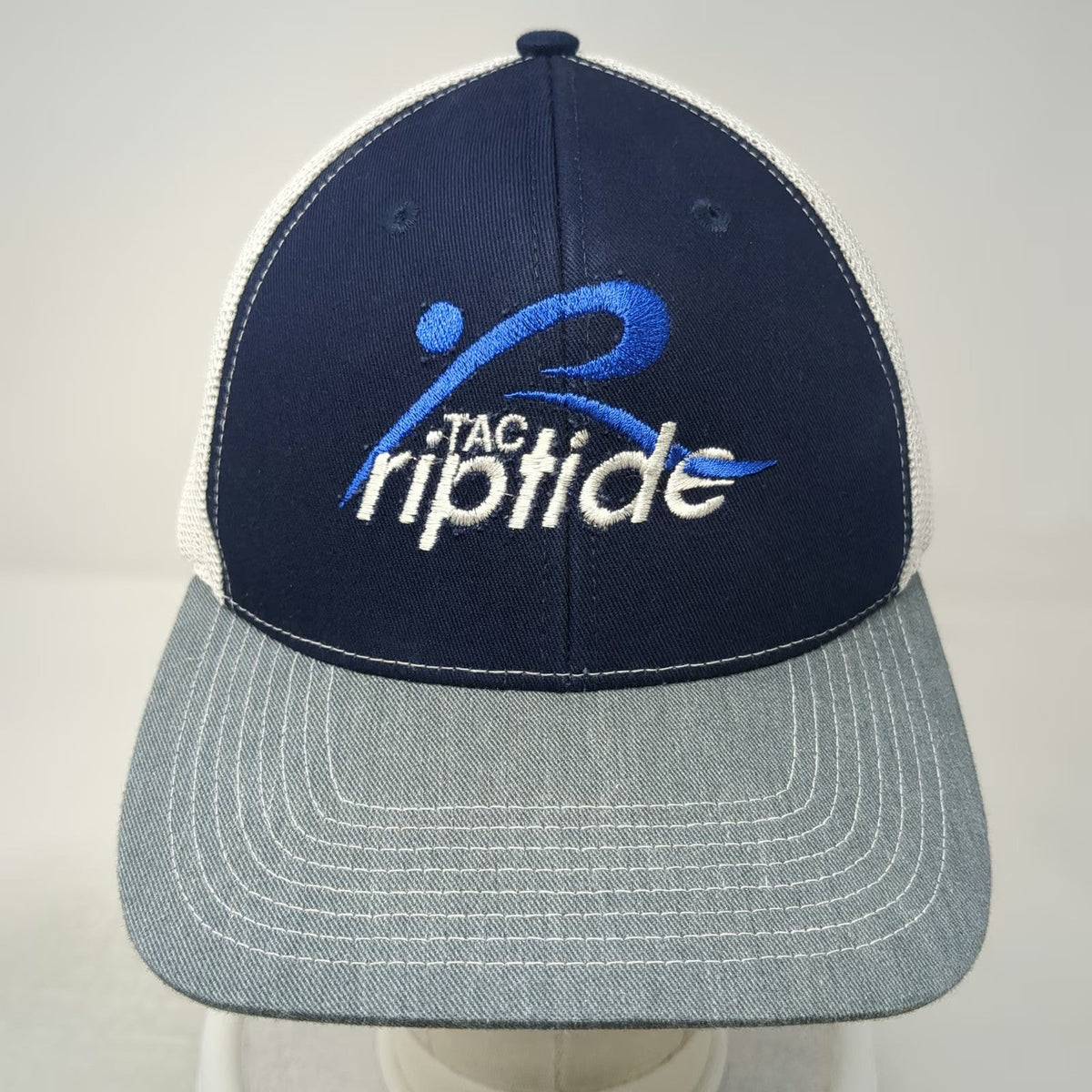 Outdoor Cap Trucker Hat Blue Gray White One Size TAC Riptide Logo Mesh Snapback