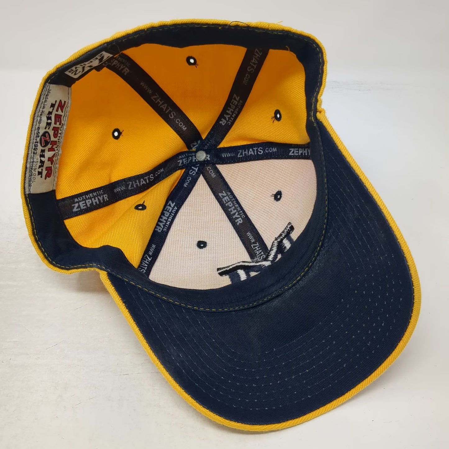 Michigan Wolverines NCAA Zephyr Cap Yellow Blue 7 1/2 Fitted Wool Blend Logo Hat