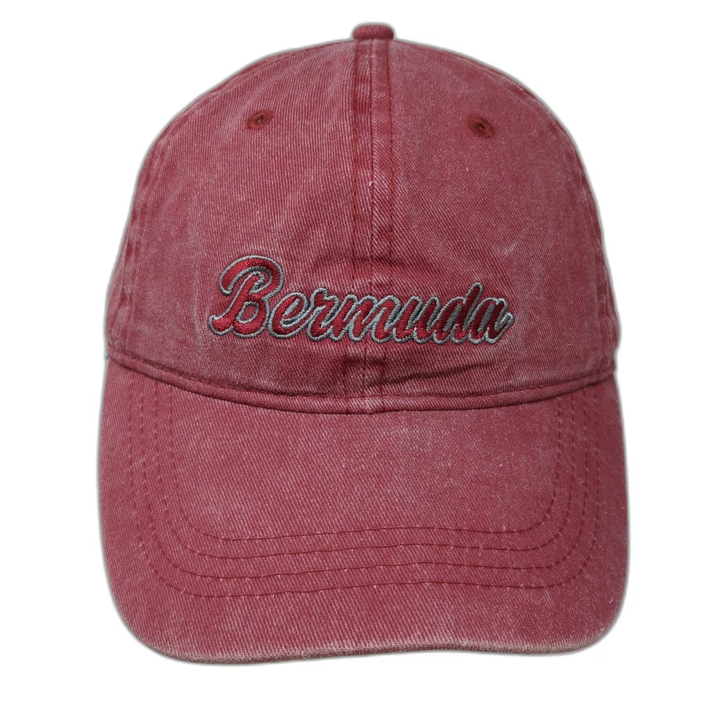 Jacobson Hat Baseball Cap Red Gray One Size Adjustable Washed Cotton Bermuda