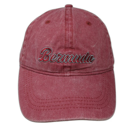 Jacobson Hat Baseball Cap Red Gray One Size Adjustable Washed Cotton Bermuda