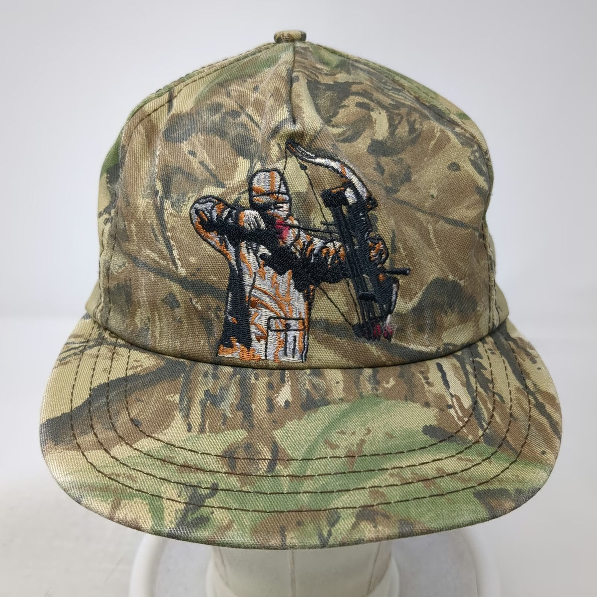 Trucker Green Brown One Size Compound Bow Hunter Embroidery Snapback Hat Vintage