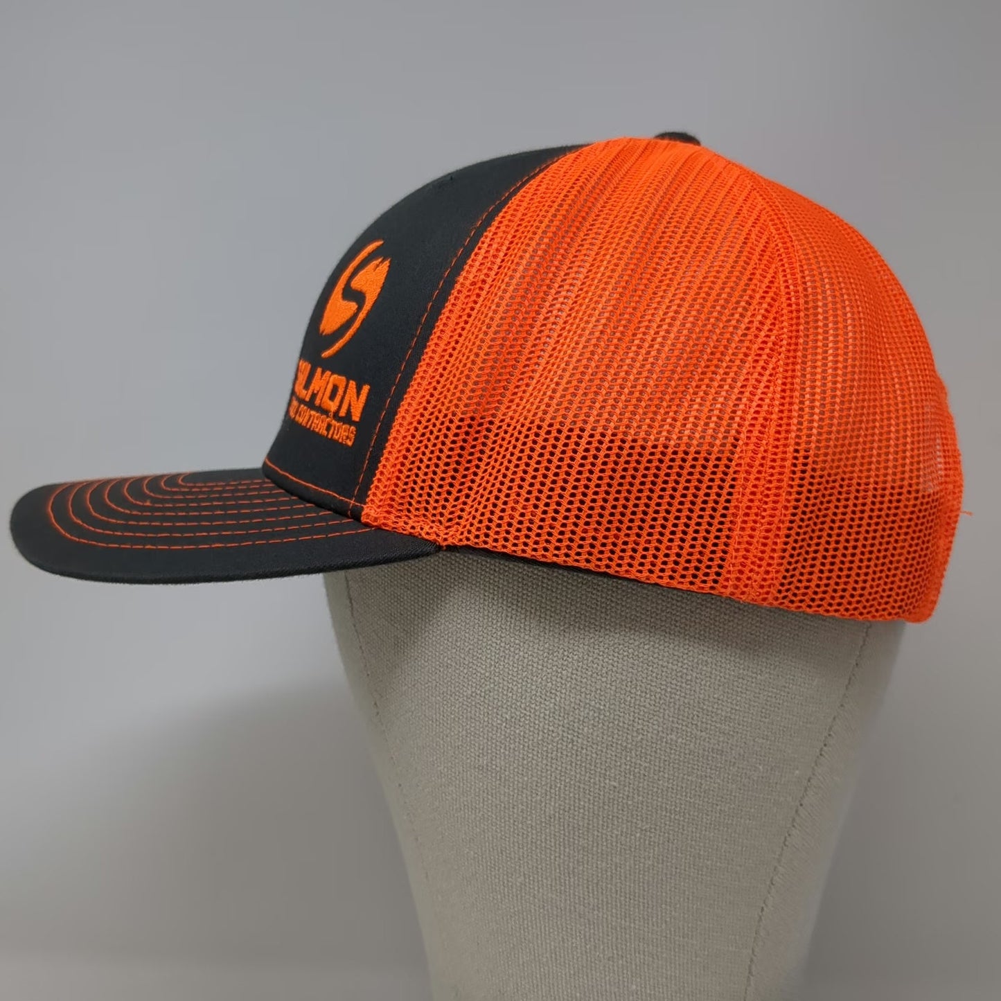 Richardson Trucker Hat Gray Orange One Size Snapback Mesh Salmon Electrical Logo