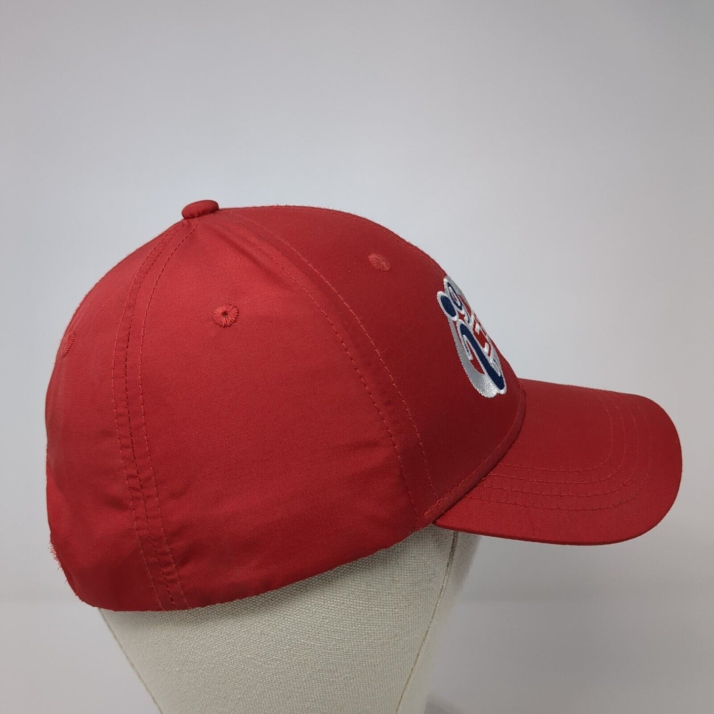 i9 Sports Strapback Hat Red One Size Adjustable Embroidered 6 Panel Polyester