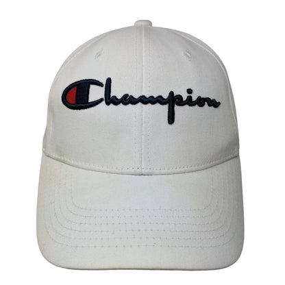 Champion Slideback Hat White One Size Adjustable Embroidered Vented Holes