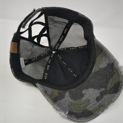 C.C Exclusives Strapback Trucker Hat Ponytail Camo One Size Adjustable