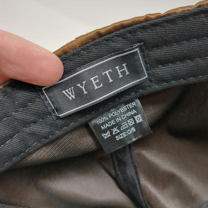 WYETH Brown Baseball Cap One Size Adjustable Satin Shiny Polyester Hat