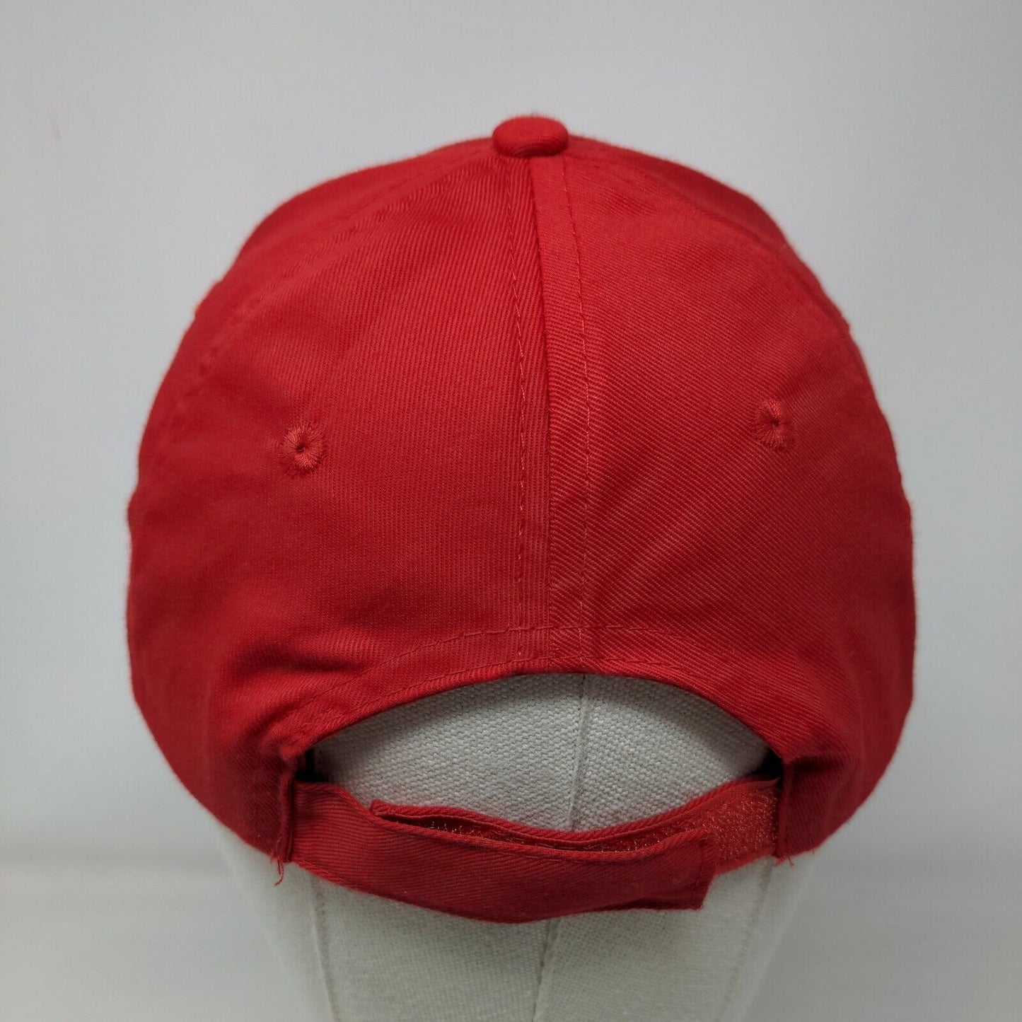 Unbranded Strapback Hat Red One Size Adjustable Vented Holes 6 Panel Blank