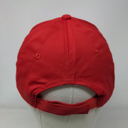 Unbranded Strapback Hat Red One Size Adjustable Vented Holes 6 Panel Blank