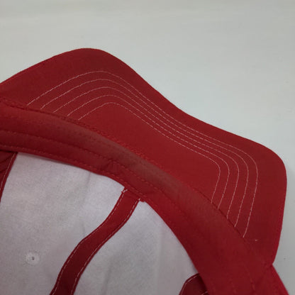 Unbranded Strapback Hat Red OSFM Adjustable Vented Holes 6 Panel Blank