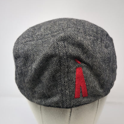 District Newsboy Cap Gray XL Wool Blend Herringbone Pattern Flat Driving Ivy Hat