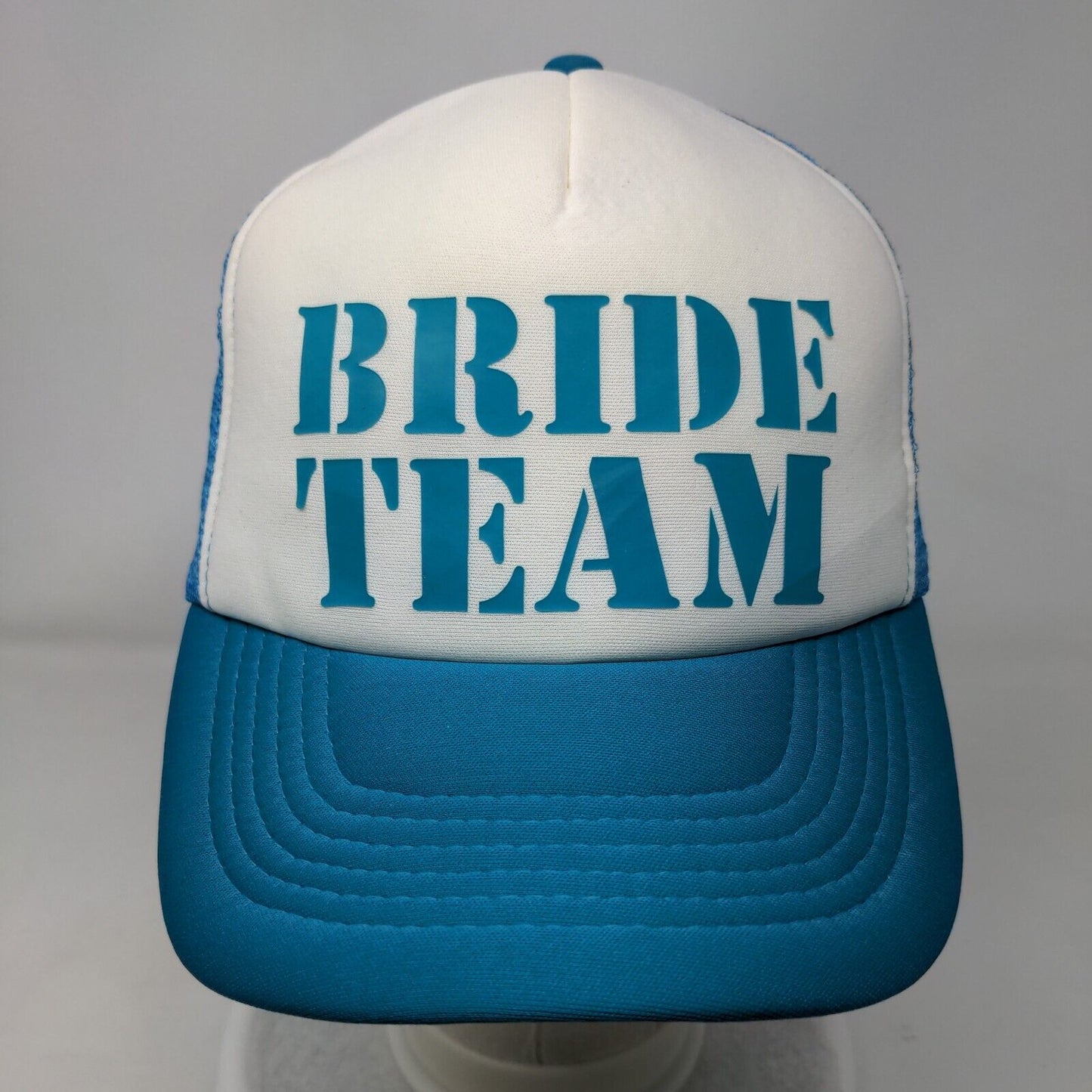 Bride Team Snapback Trucker Hat Blue One Size Adjustable Embroidered Mesh Back