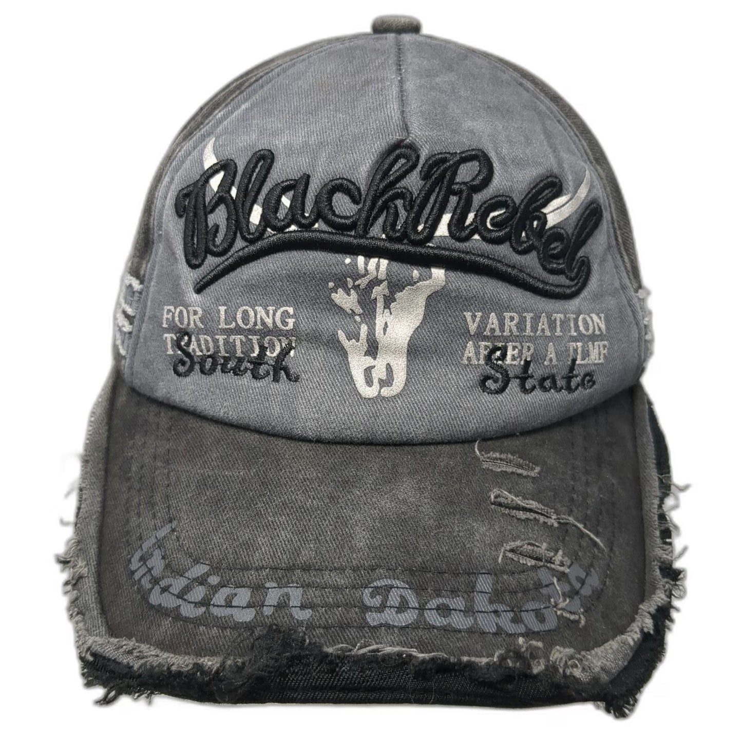 Gray Baseball Cap One Size Black Rebel Indian Dakota Embroidered Adjustable Hat