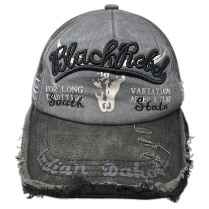 Gray Baseball Cap One Size Black Rebel Indian Dakota Embroidered Adjustable Hat