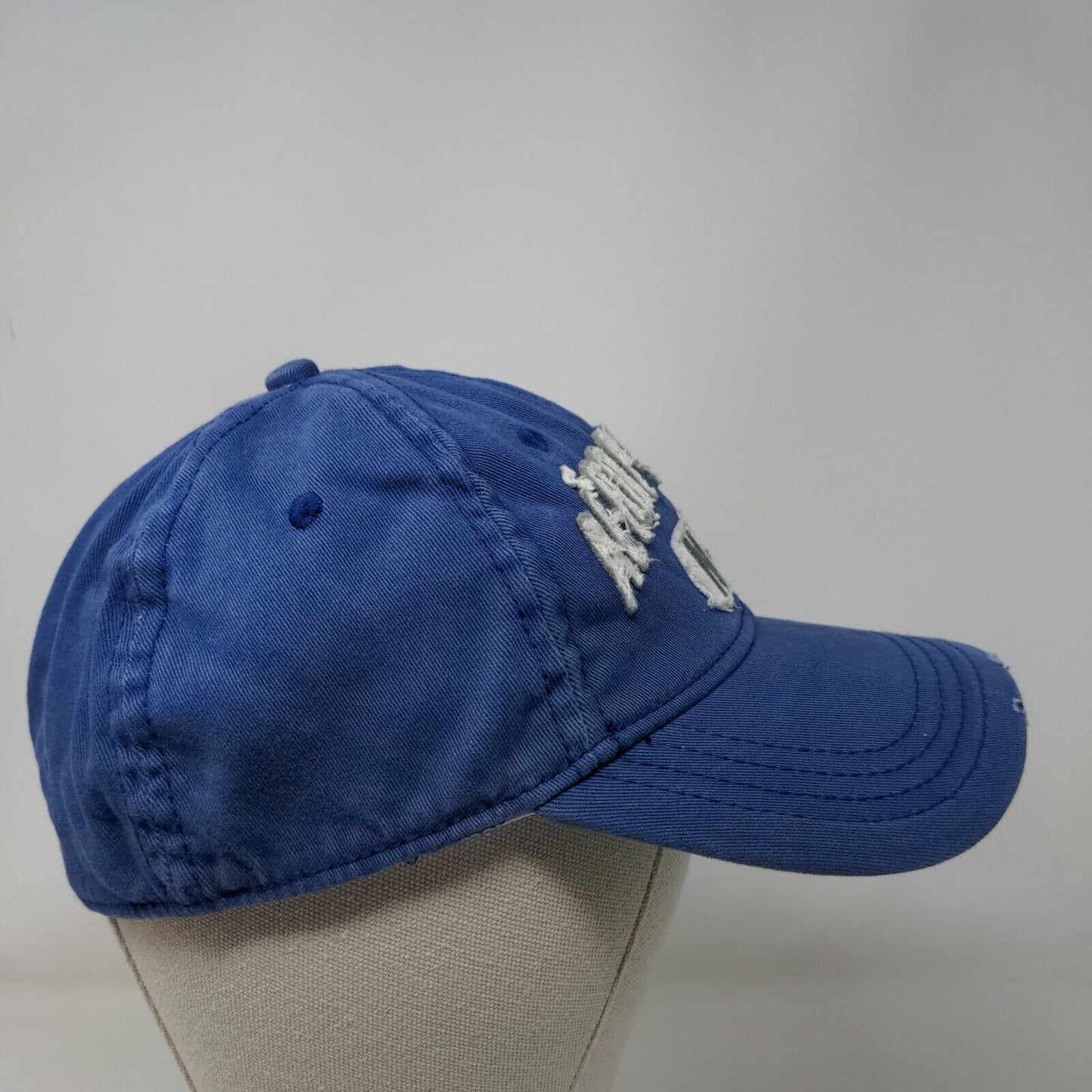 Aeropostale N-Y Fitted Hat Blue S/M Embroidered Distressed Vented Holes