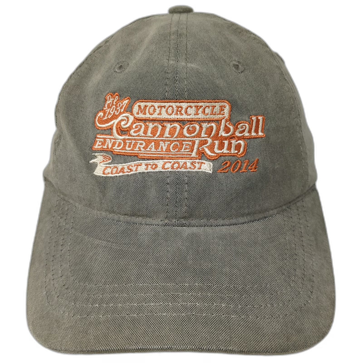 Motorcycle Cannonball Endurance Run Green Baseball Cap One Size Slideback Hat