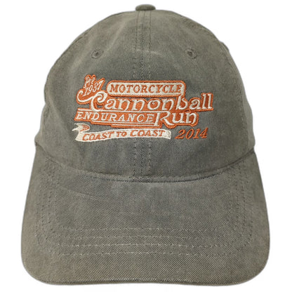Motorcycle Cannonball Endurance Run Green Baseball Cap One Size Slideback Hat