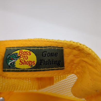 Bass Pro Shops Snapback Trucker Hat Yellow OS Adjustable Mesh Back Gone Fishing