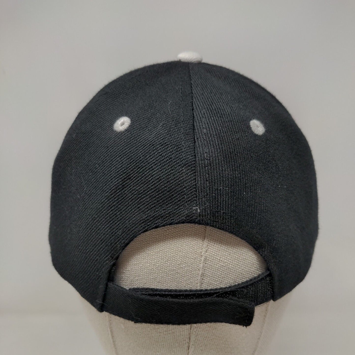 NY New York Strapback Hat Black OSFA Adjustable Embroidered Logo Vented Holes