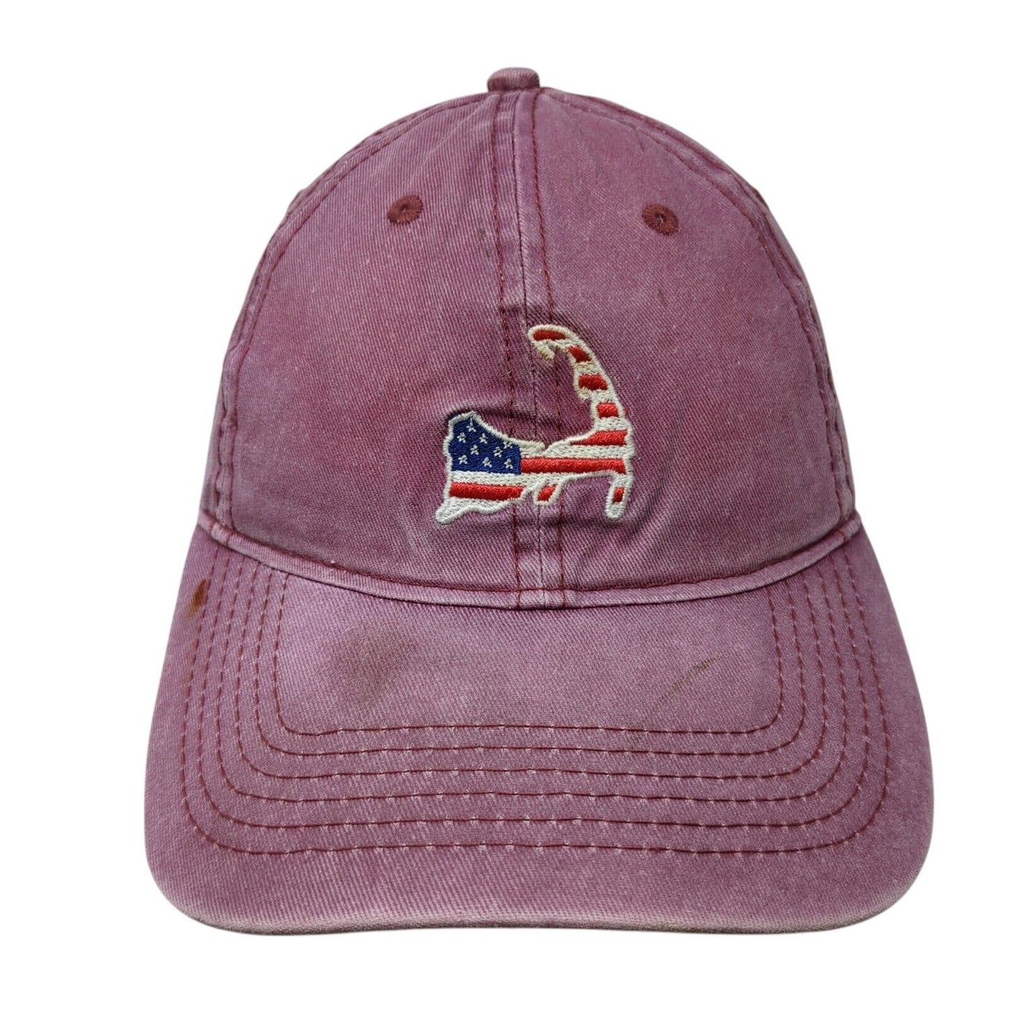 Cape COD Massachusetts Slideback Hat Red OS Adjustable Embroidered Patriotic