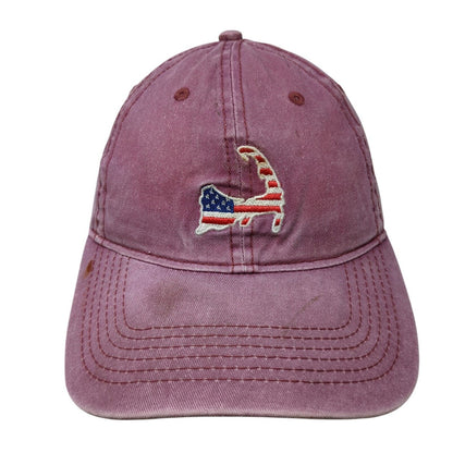 Cape COD Massachusetts Slideback Hat Red OS Adjustable Embroidered Patriotic