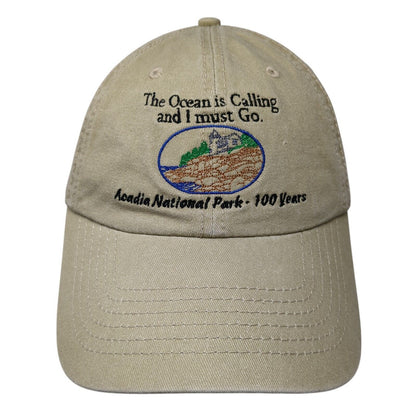 The Ocean Is Calling And I Must Go Acadia National Park Strapback Hat Tan OS