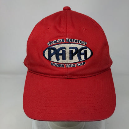 Worlds Greatest Papa Under This Cap Snapback Hat Red One Size Embroidered