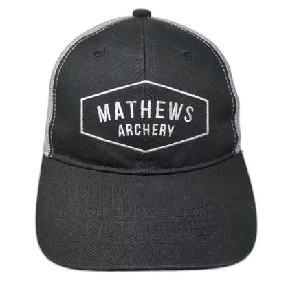 Mathews Archery Trucker Hat Black One Size Adjustable Snapback Embroidered Cap